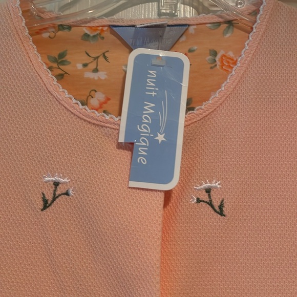 NWT Nuit Magique peach color button down short sleeve robe size L - Picture 3 of 11